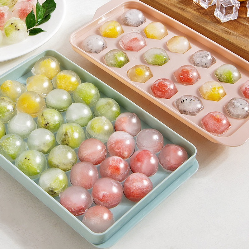 24/48 Grids Press Type Ice Cube Maker Silicone Ice Tray Making Mold Ice  Storage Box With Lid Bar Kitchen Square Ice Container - AliExpress