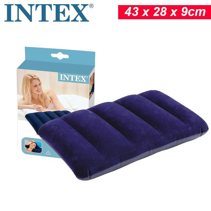 INTEX 68672 Blue Portable Easy Inflatable Travel Pillow Air