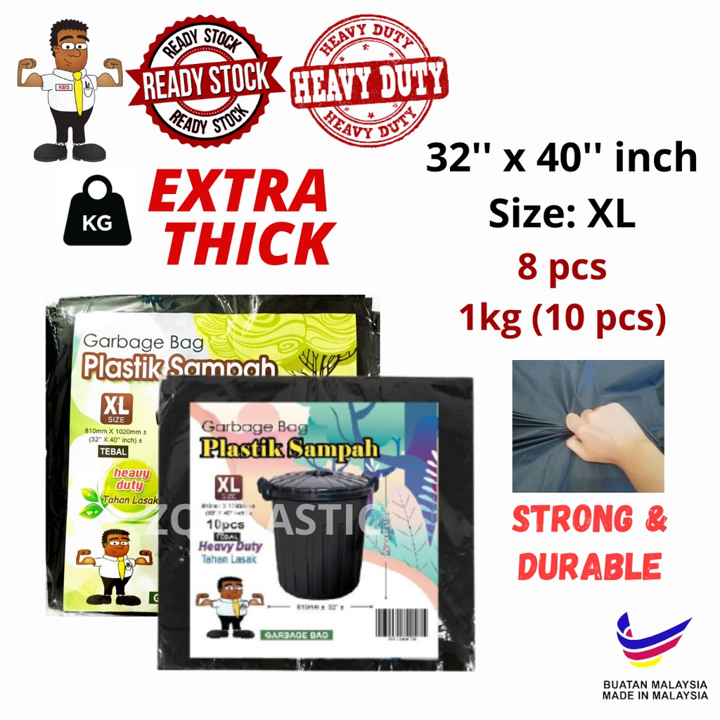 (XL) Garbage Bags 32 x 40 1kg Extra Heavy Duty