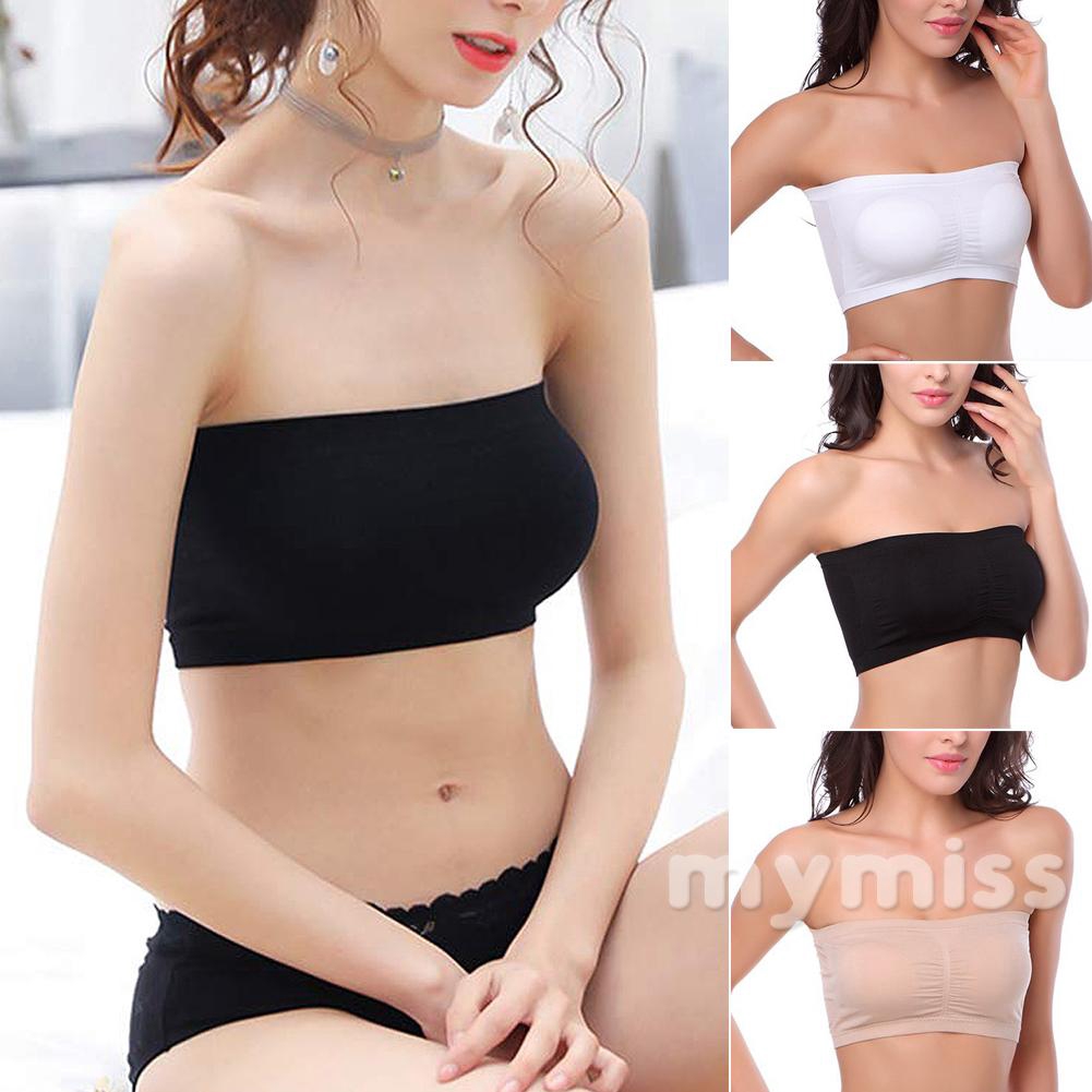 ♛♚♛Double Layers Plus Size Strapless Bra Tube Removable Padded Stretchy