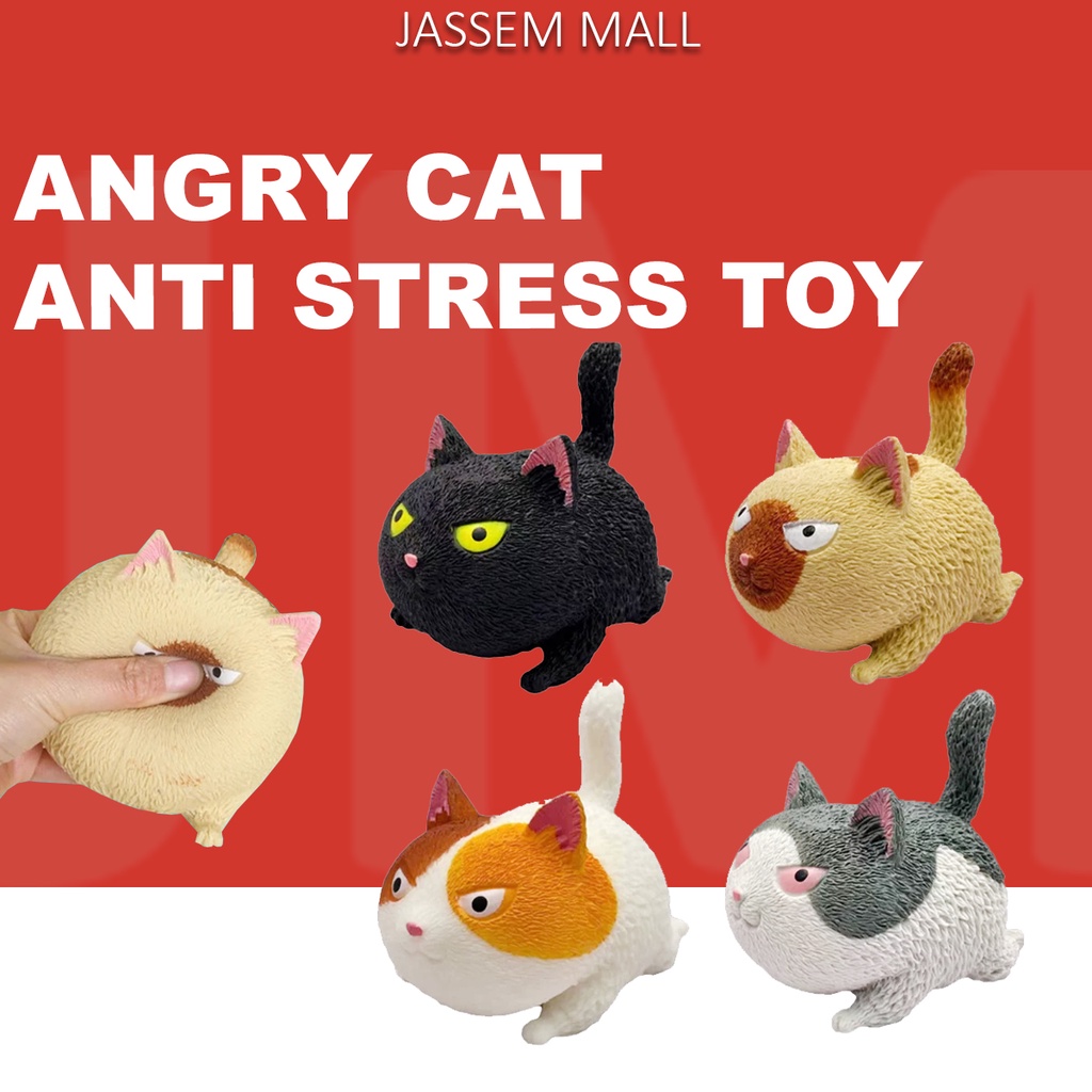 Pinch Angry Cat Cute Pet Toy Cat Shaped Squeeze Stress Relief Bola