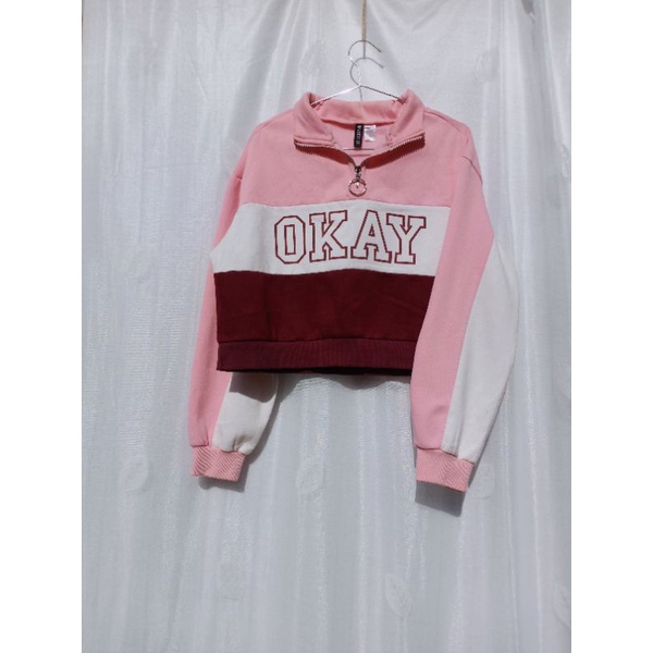 3 tone Crop Sweatshirt Brand H M Shopee Malaysia