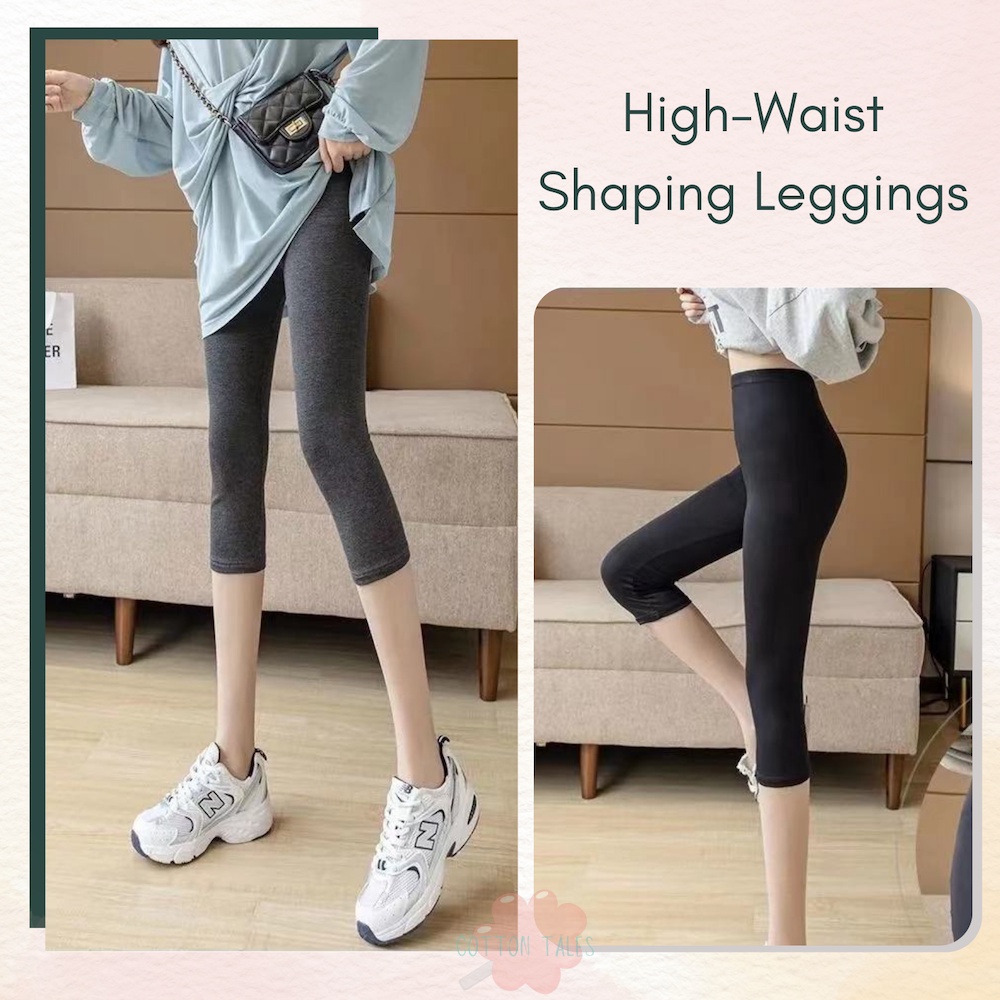 High Waist 3 Quarter Leggings Slimming Tights 🍭 Body Shaping Underpants  Bottoms Treggings Shapewear Fitness Sportswear
