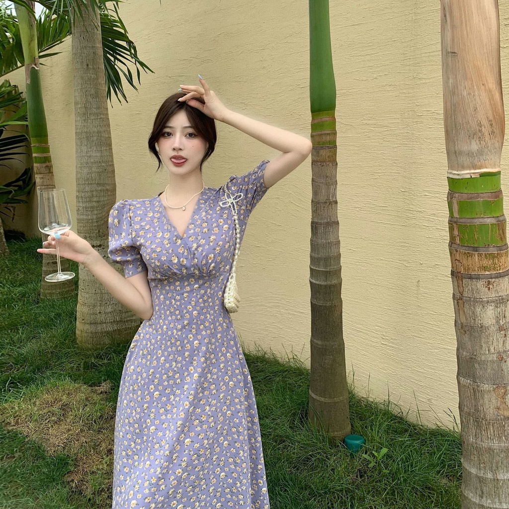 Korean v shop neck dress