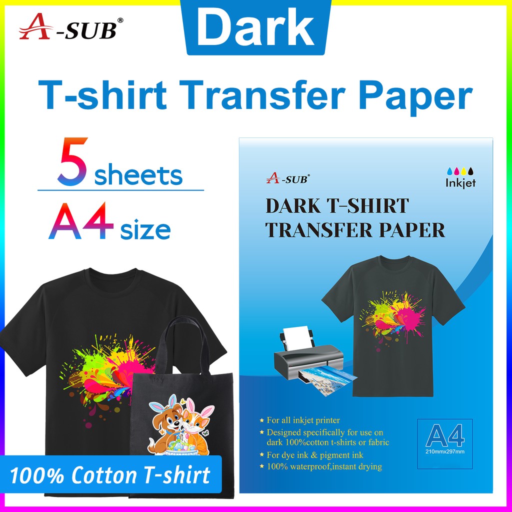 Transfer paper for dark cotton fabrics, 5-pack 