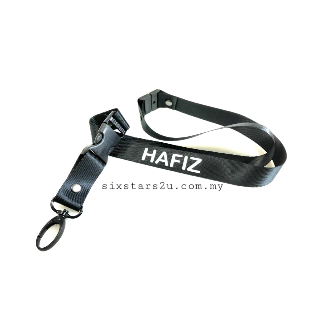 BLANK BLACK LANYARD NAME CUSTOMIZATION 20MM BUCKLE SAFETY CLIP