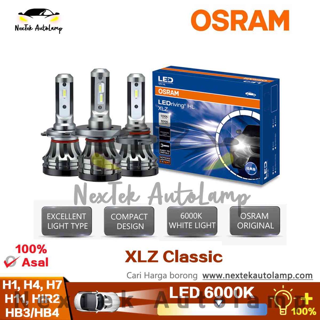 OSRAM XLZ Classic LED H1 H4 H7 H8 H11 H16 HB3 HB4 HIR2 6000K Cool White  Light Auto Headlight Quick Start Germany LEDrving Car Accessories