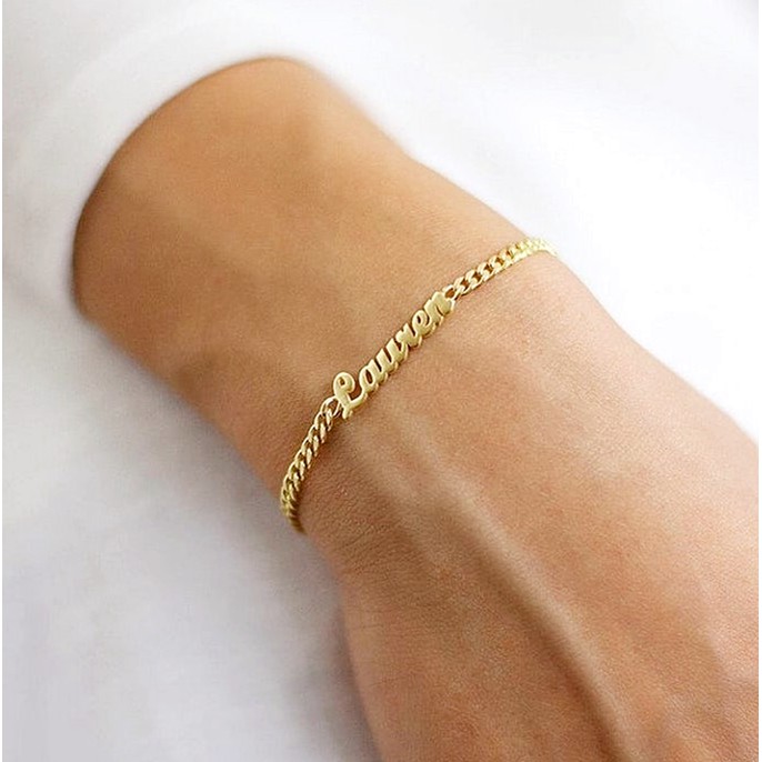 Thick gold bracelet on sale with name