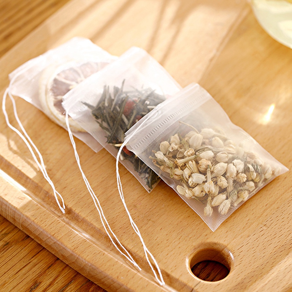 Transparent Nylon Teabags Empty Tea Bags Disposable Nylon Tea Bags with  String Heal Seal Filter Bag for Spice Herb Loose Tea