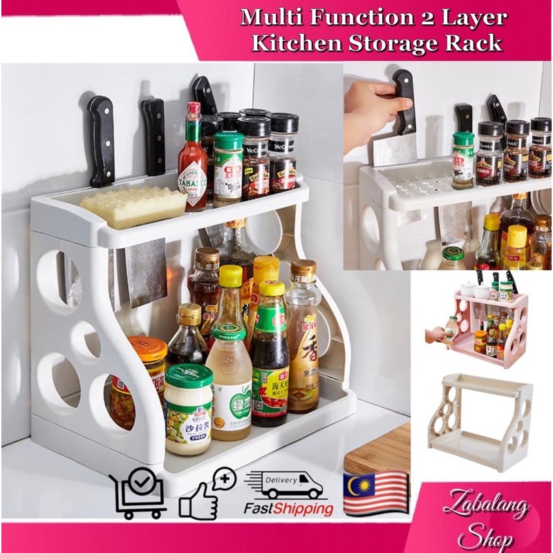 Multifunctional Plastic Double Layer Kitchen Storage Rack