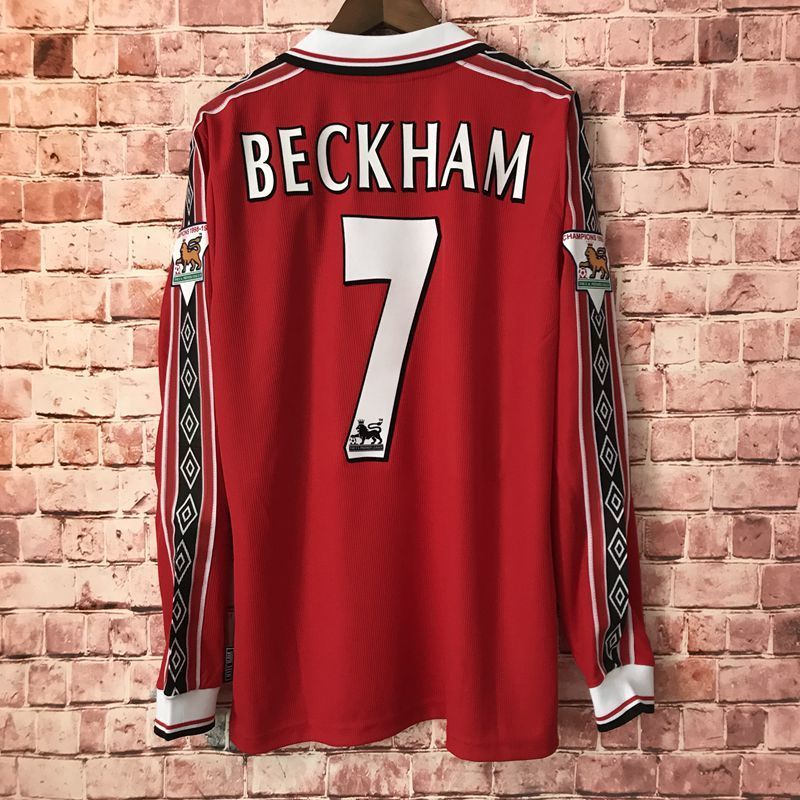 Manchester United No7 Beckham Away Long Sleeves Soccer Club Jersey