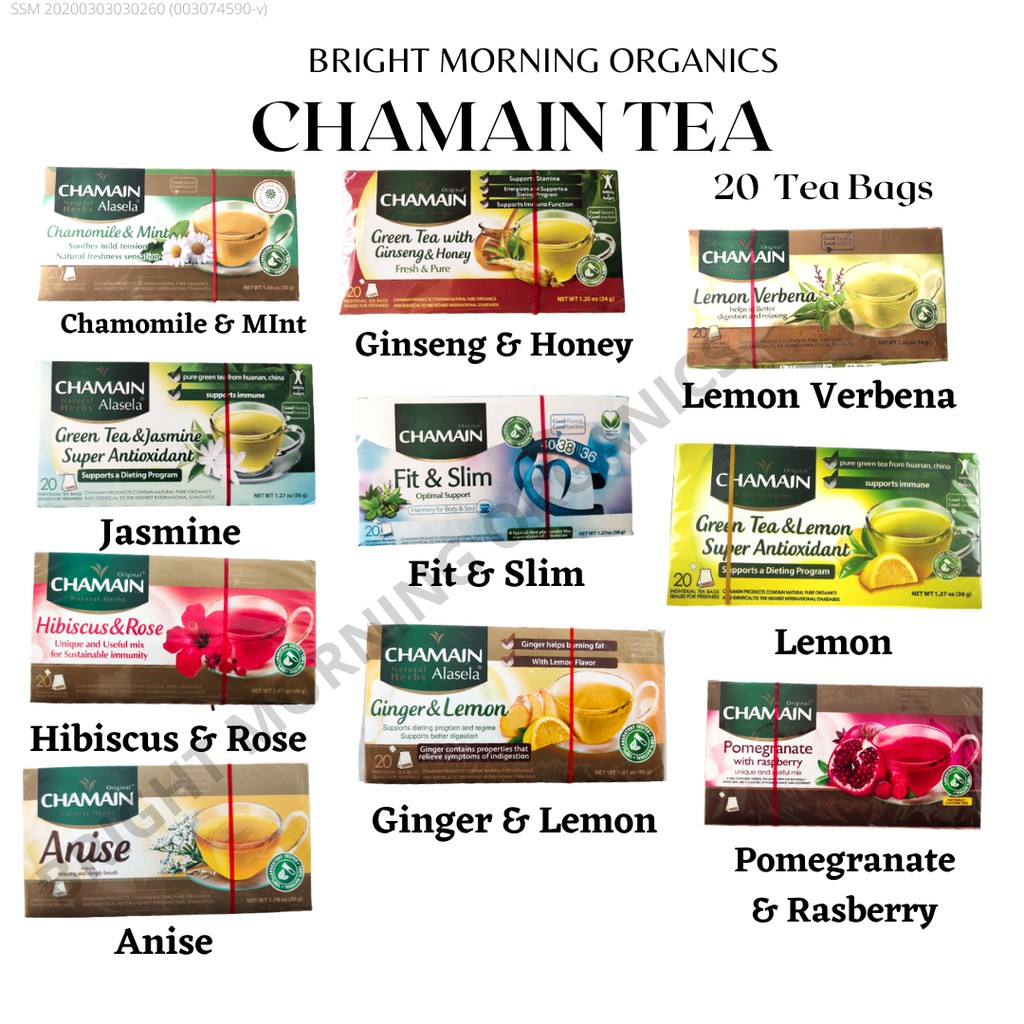 Herbal Tea various flavour CHAMAIN Green Tea imported from Syria 20 tea bags