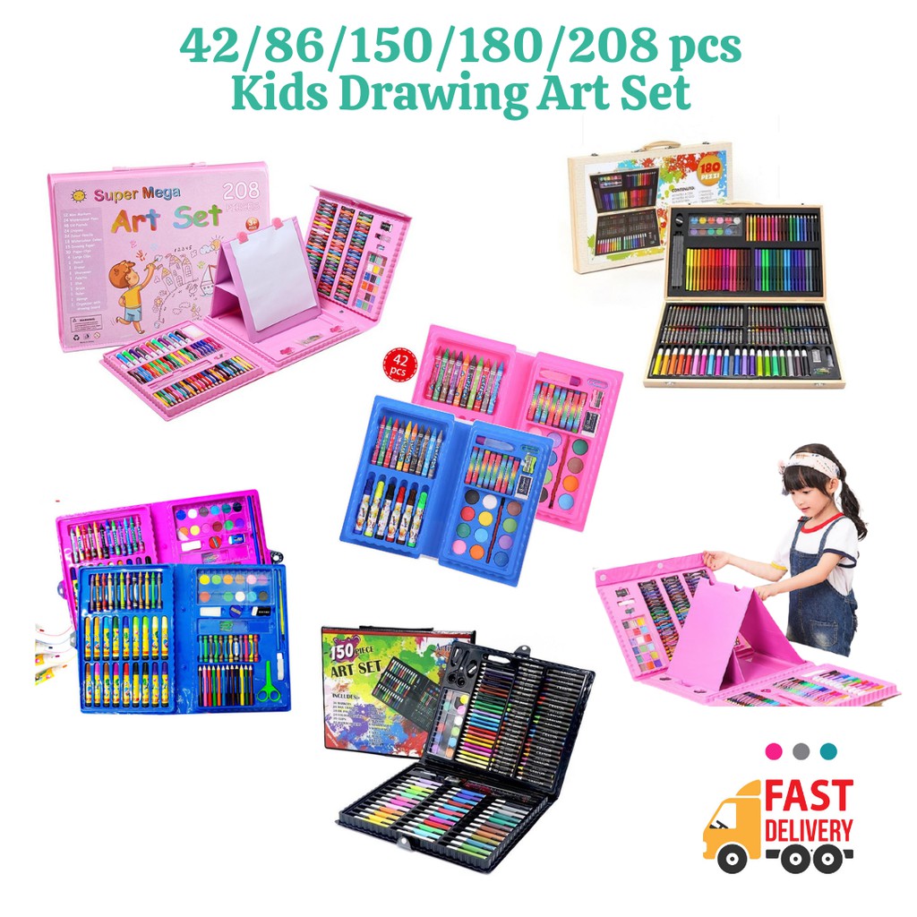 208 Pcs Kids Painting Pen Set Crayon Kids Drawing Art Set Colour Pencil  Water Colour Set Pensil Warna