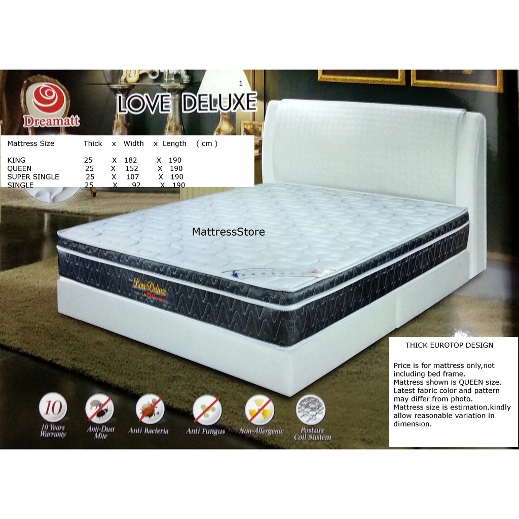 Dreamatt LOVE DELUXE mattress SINGLE size no bed frame