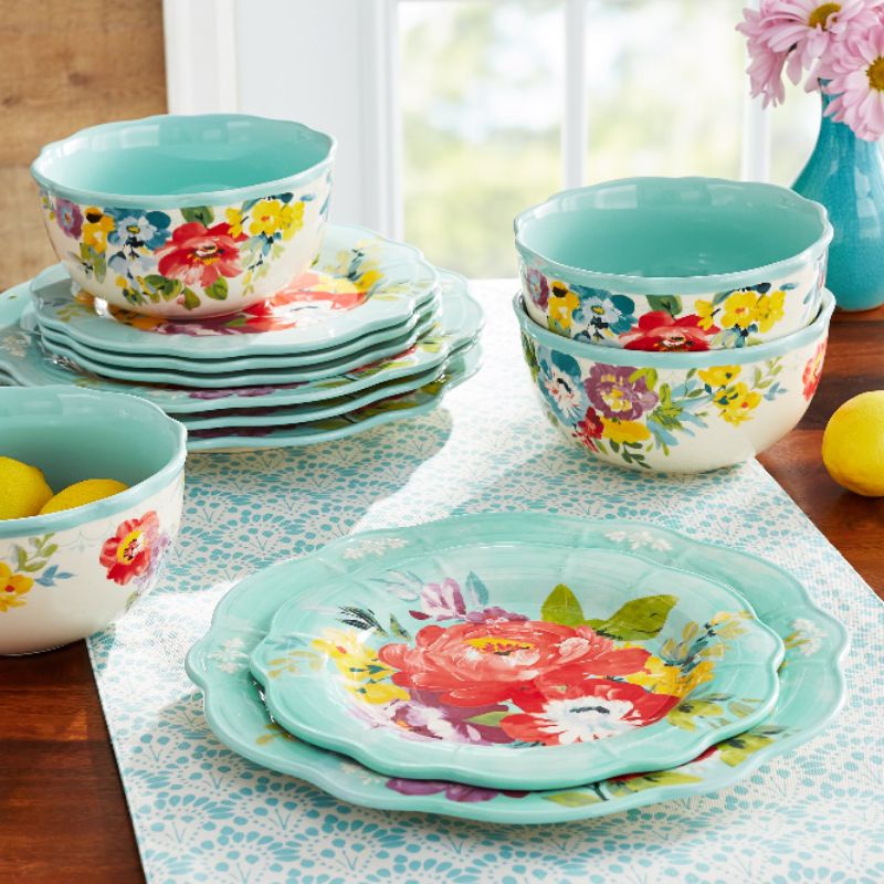 Pioneer woman 12 piece dinnerware clearance set