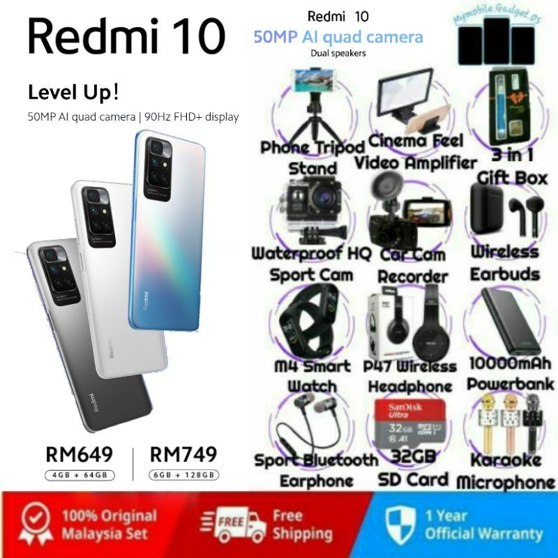 Xiaomi Redmi 10 Level up (6+128/4+64), Redmi 9A(2+32) / Redmi 9C(4+128)  <<GIFTS Worth RM499>>