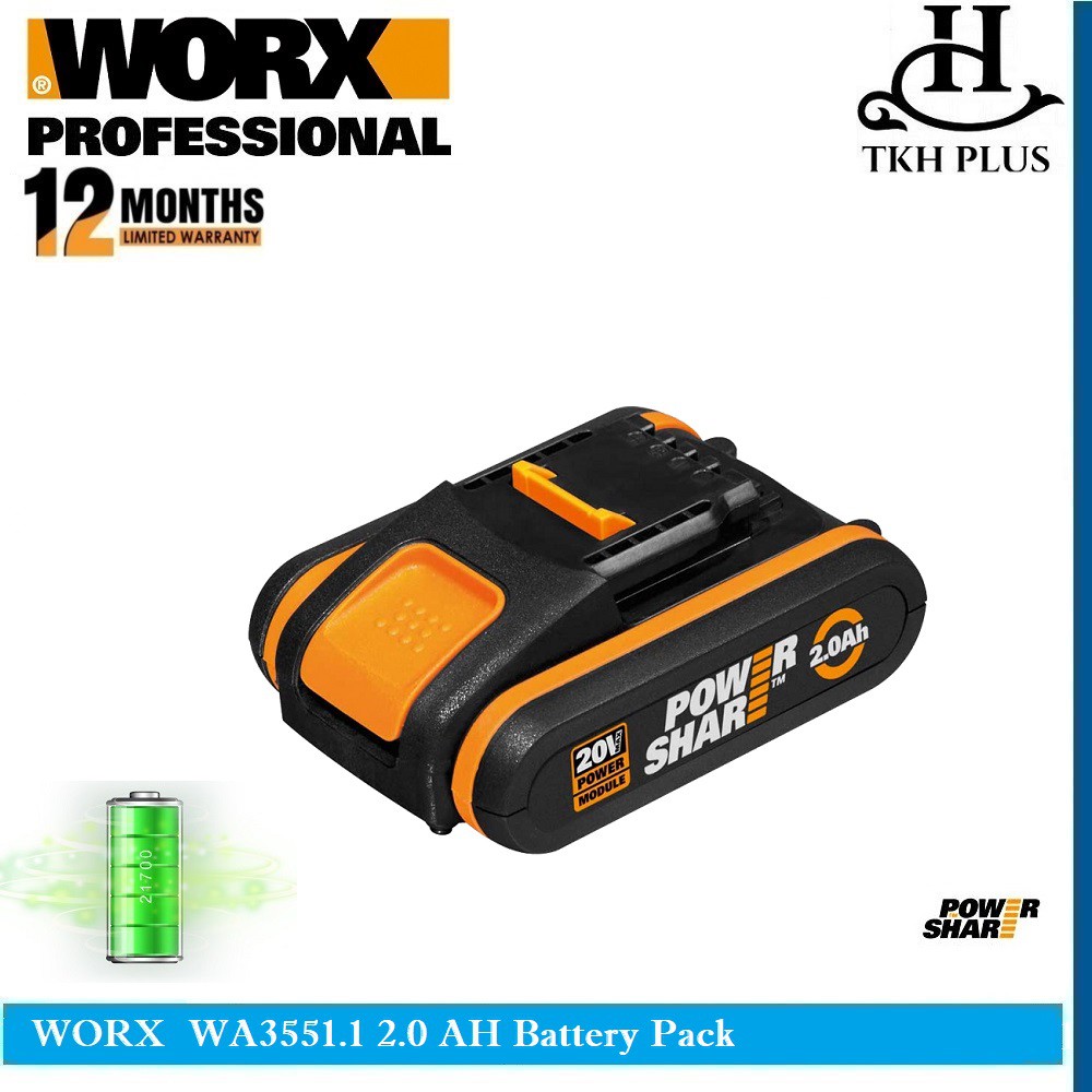 WORX WA3551.1 Battery 20V 2.0Ah Li ion battery pack Shopee Malaysia