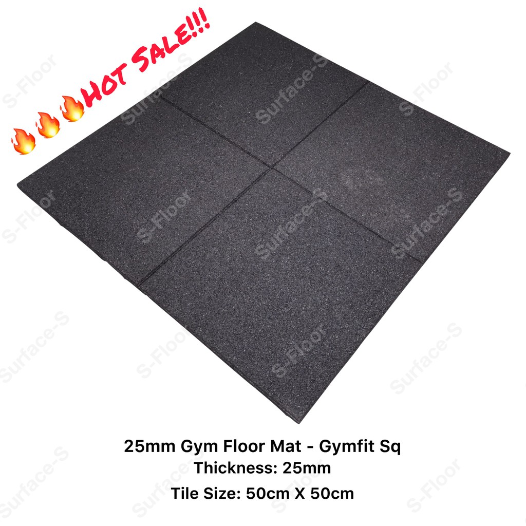 LIMITED TIME PROMOTION 25MM RUBBER GYM FLOOR MAT GYMFIT SQ