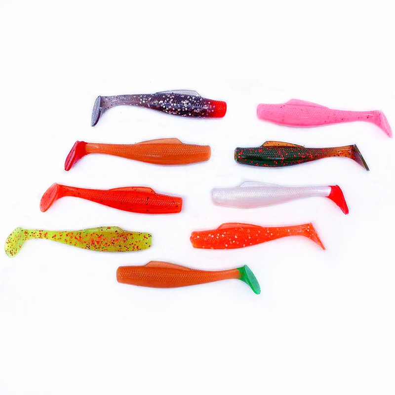 6pcs/lot 8cm 5g Artificial Soft Lure Shad Worm Swimbaits Jig Head Fishing  Silicon Rubber Fish 3 Inch
