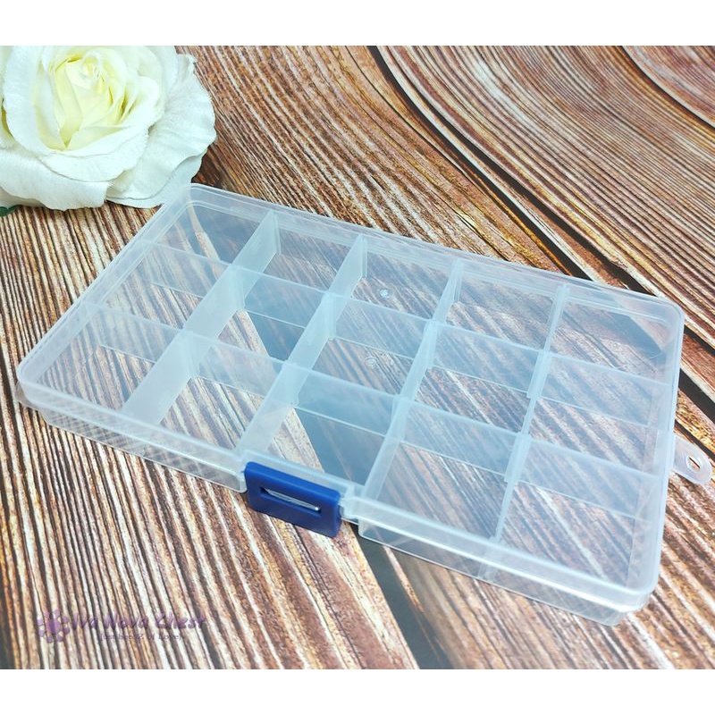 15 Slots Plastic Storage Case Box Bead Storage Containers Adjustable  Dividers Transparent Stock Malaysia