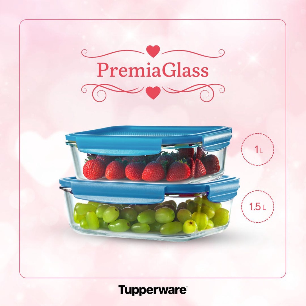 New Tupperware Premiaglass 1.5L Glass Container Freezer Oven Microwave Safe