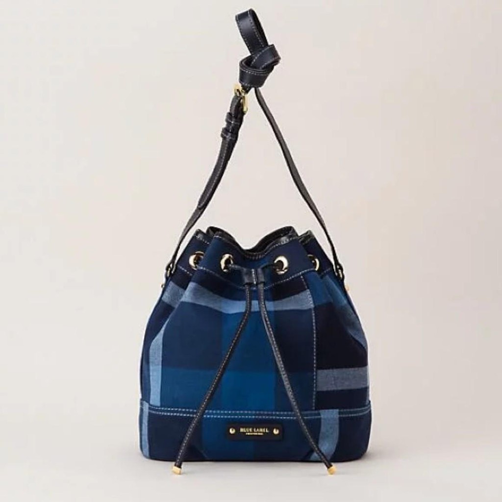 Burberry blue shop label bucket bag