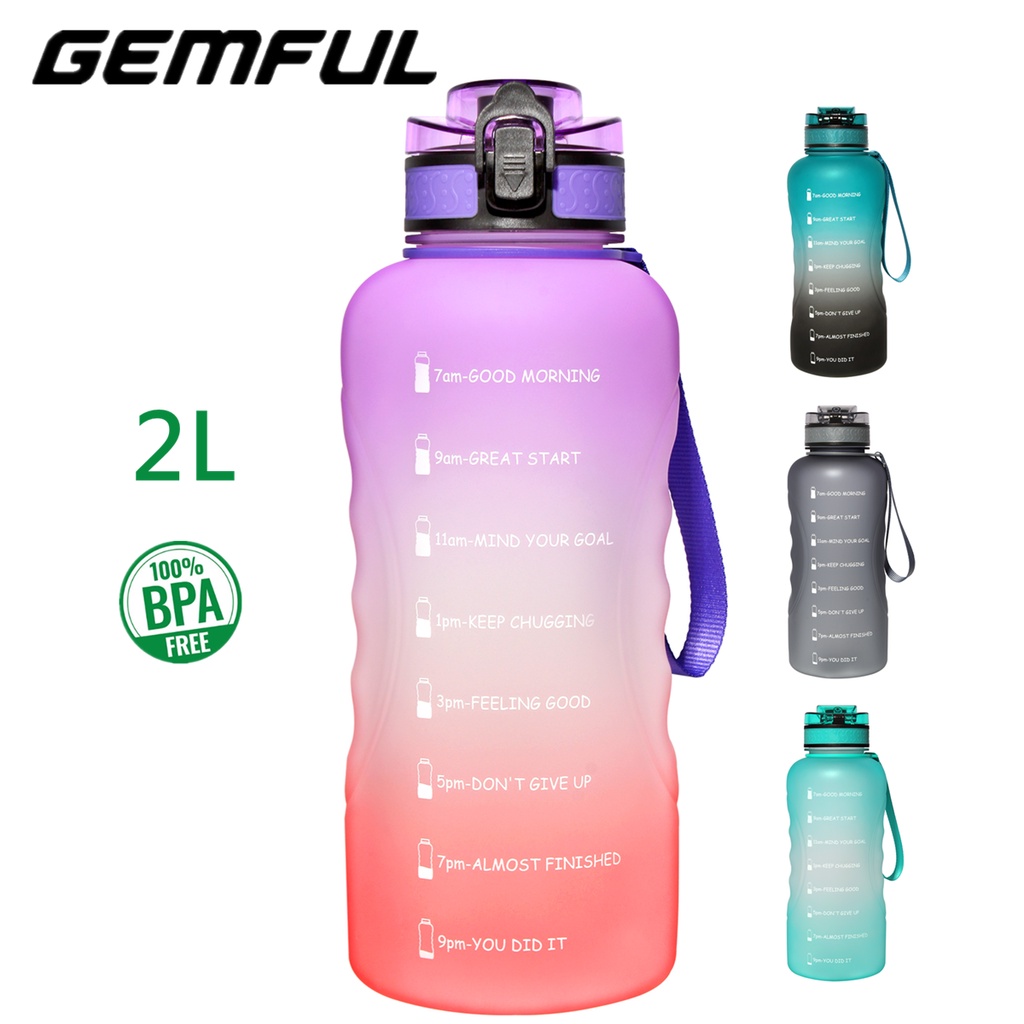 GEMFUL Large Water Bottle Motivational 3L - BPA Free Big Jug for Men Women