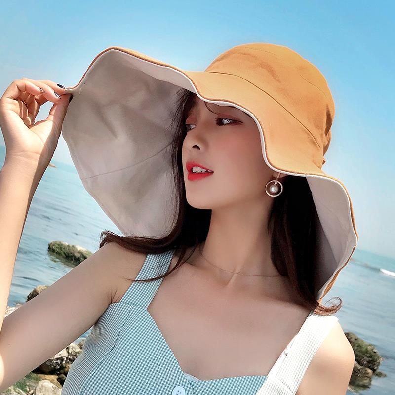 Beach Hat Women summer beach sunhats Day versatile sunshade hat traveling  along the beach straw hat sunscreen cover face sun hat