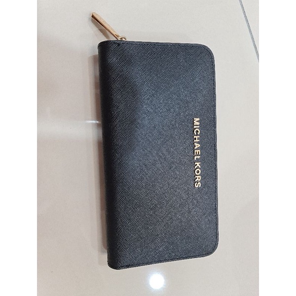 MK Long Wallet Leather Women Michael Kors Zip Purse Black Shopee