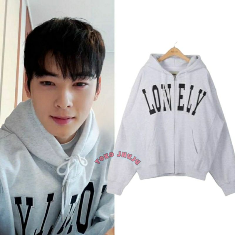 Astro Cha Eun Woo style LONELY ZIPPER Hoodie Jacket Shopee Malaysia