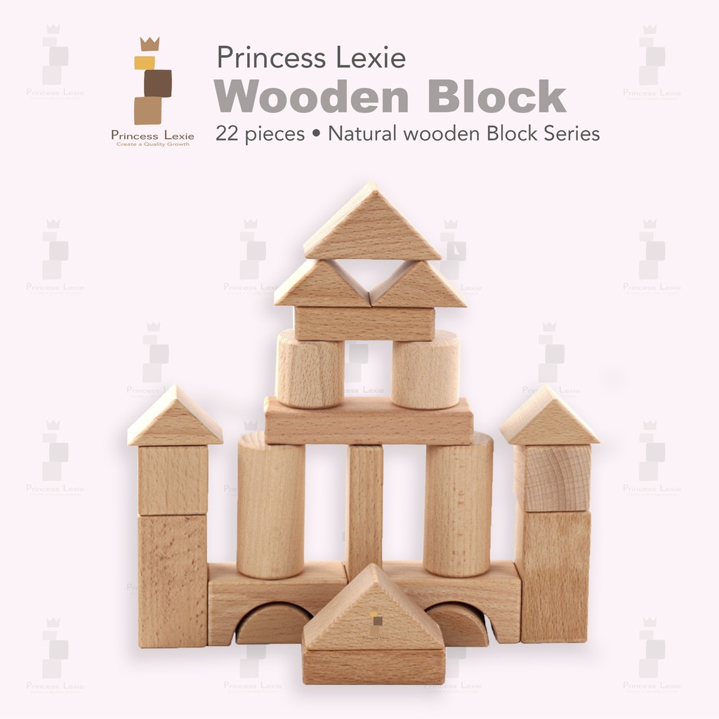 Princess Lexie 22 Pcs High Quality Wooden Building Block (Beech Wood)/  Stacking Cubes Early Age Montessori Toys | Shopee Malaysia