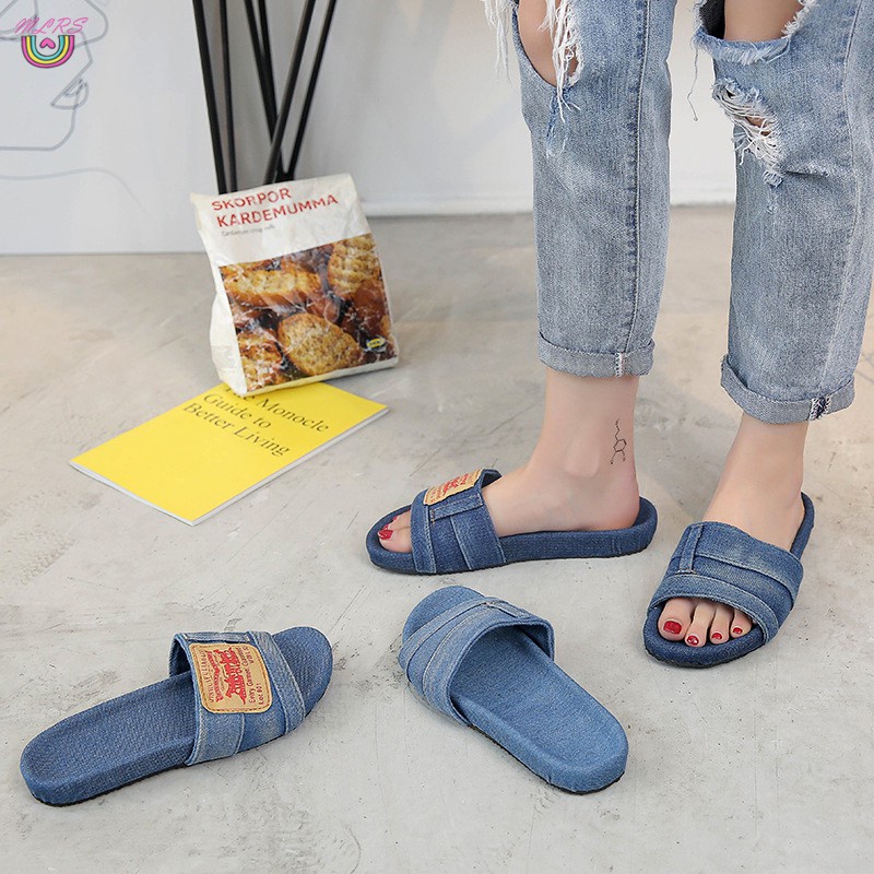 MS Women s Stylish Denim Slides Slippers Non Slip Fashion Unique