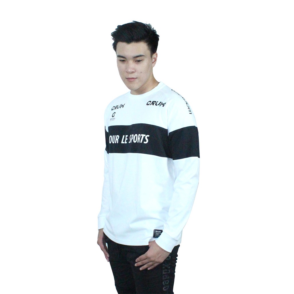 Giraudm Men Colorblock Logo White Long Sleeve T-Shirt | Shopee