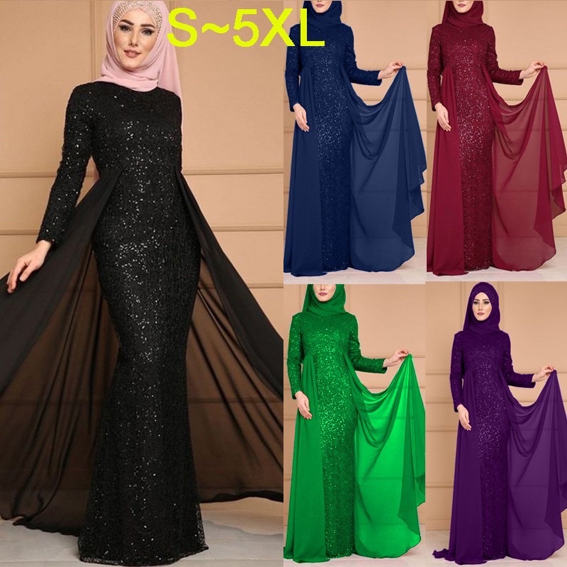 Plus Size Muslimah Baju Raya Tutup Aurat Kurung Abaya Robe Prom