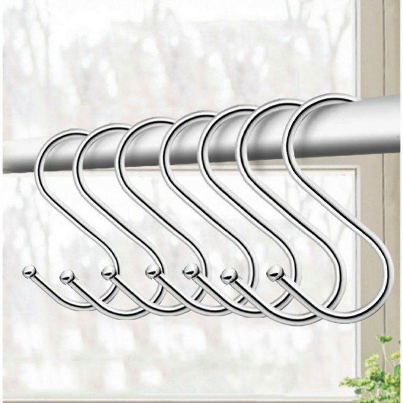 10Pcs Multipurpose S Hook / S Shape Hook / Chromed Metal S-Shape Hooks / S  Hook Pelbagai Guna SML