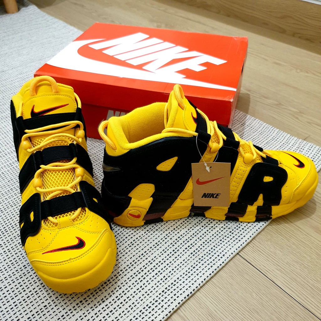 Nike air uptempo yellow and sale black