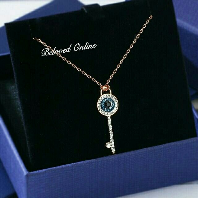 Swarovski evil eye key necklace sale