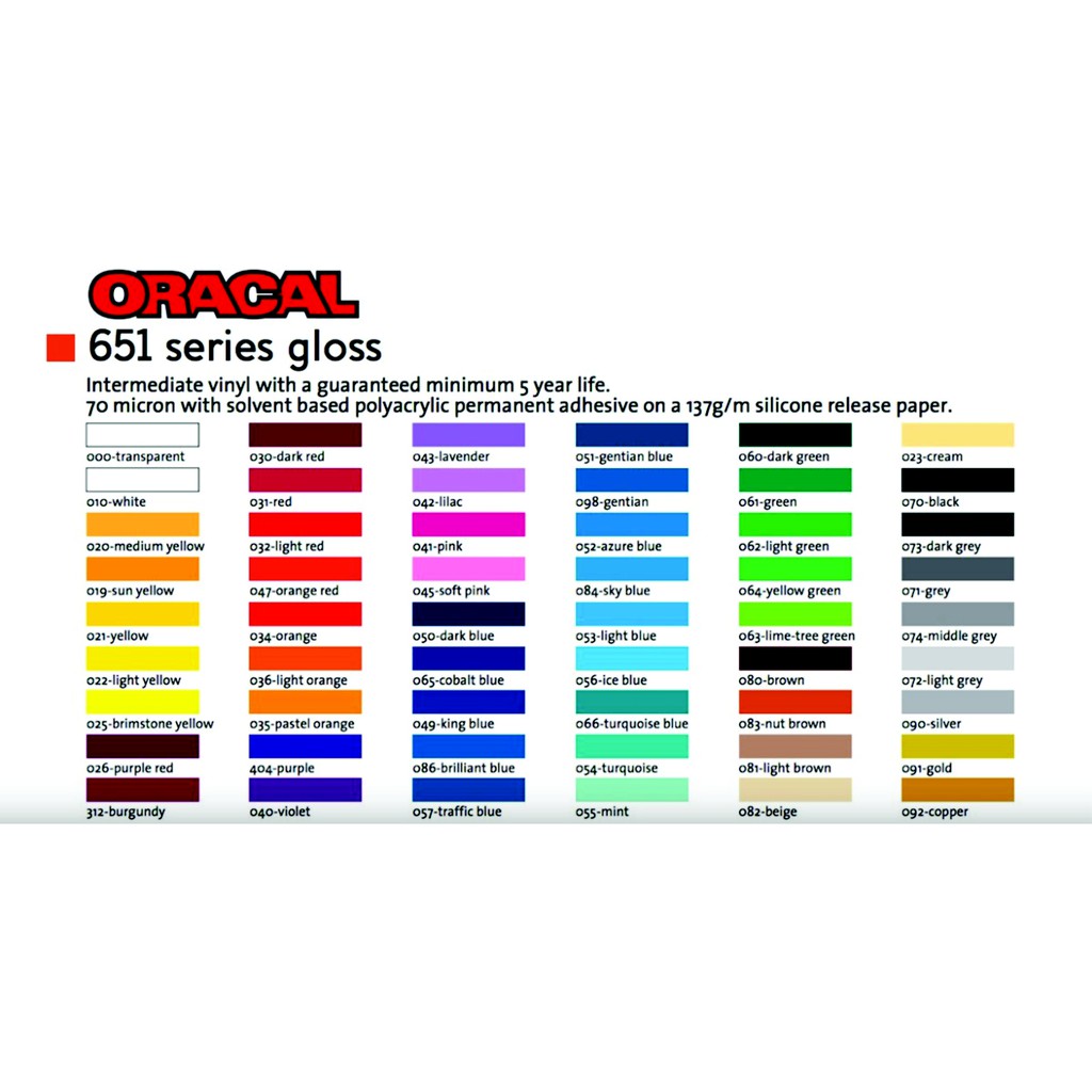 Oracal 651 Vinyl, A4 Oracal 651, Gloss