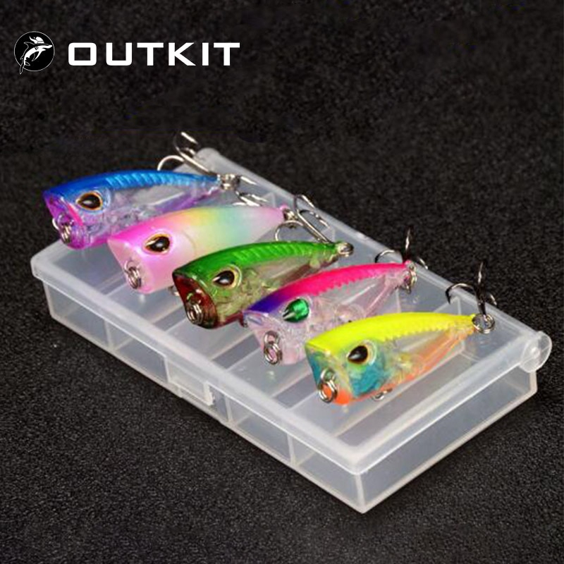 Mini Popper 4cm 3.5g Fishing Lure Kit Set With Box CrankBaits Wobblers Lures  Top Water Carp Fishing Tackle Artificial