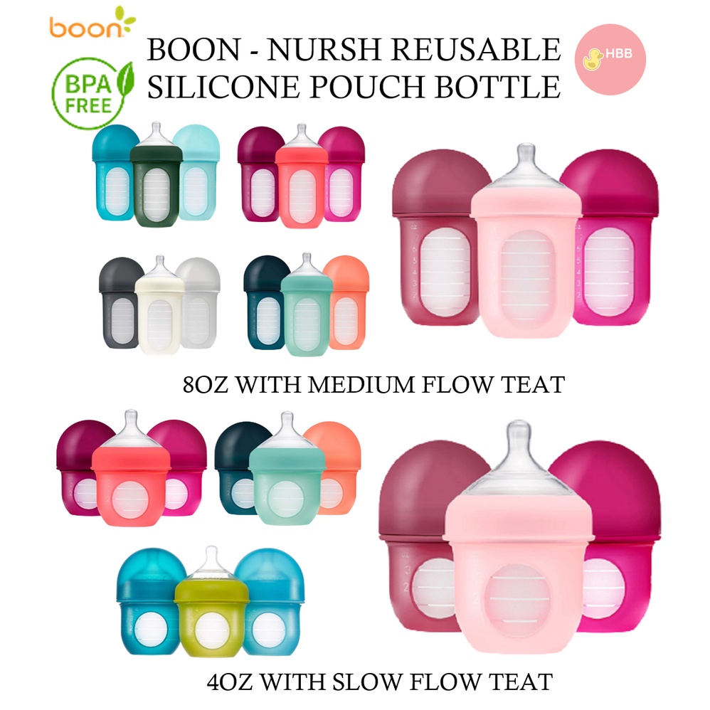 Boon Nursh Reusable Silicone Pouch Bottle 4oz