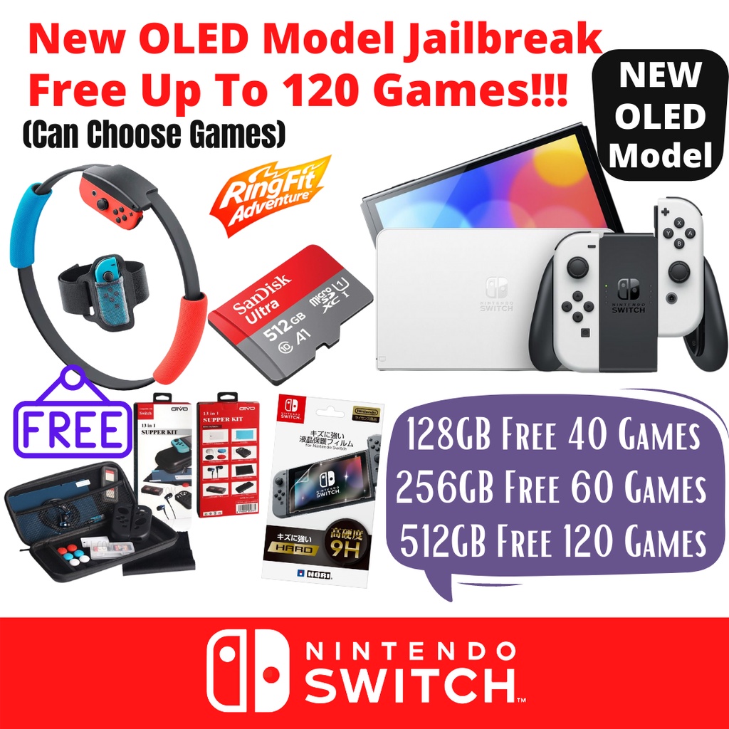 Dual-System) Nintendo Switch Jailbreak OLED / V2 Battery Enhanced Free Up  To 120 Free Games (128GB / 256GB / 512GB) | Shopee Malaysia