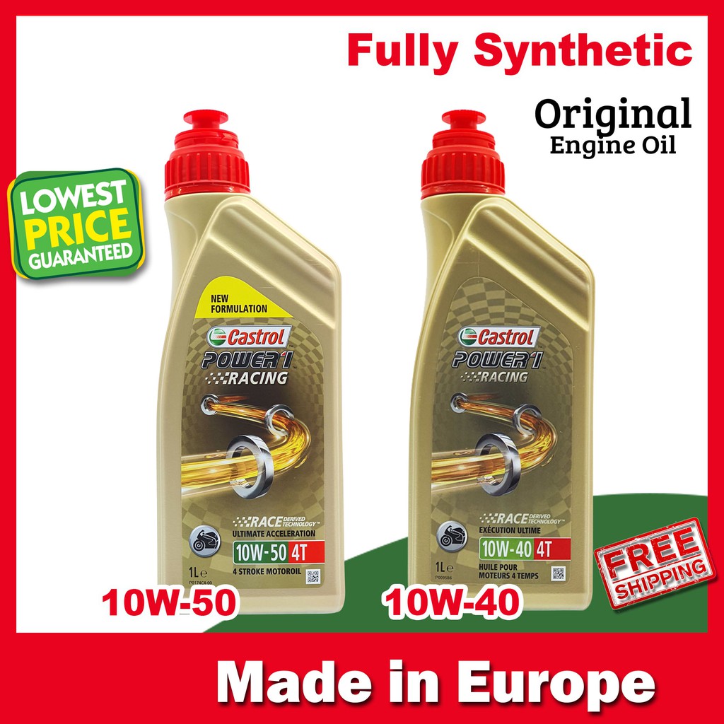 4 LT CASTROL POWER 1 RACING 4T 10W40 100% SYNTHETIC ENGINE OIL