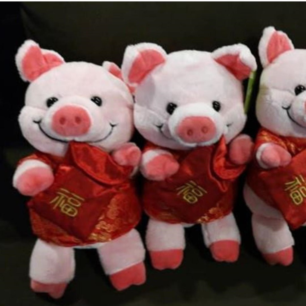 CNY RED PINK ANG PAO PIGGY PLUSH TOY