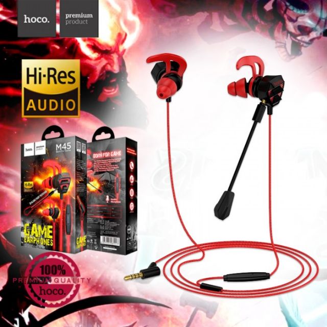 HOCO M45 3.5MM Gaming Earphones Dual Microphone In Ear for PUBG ROS Mobile Legend COD