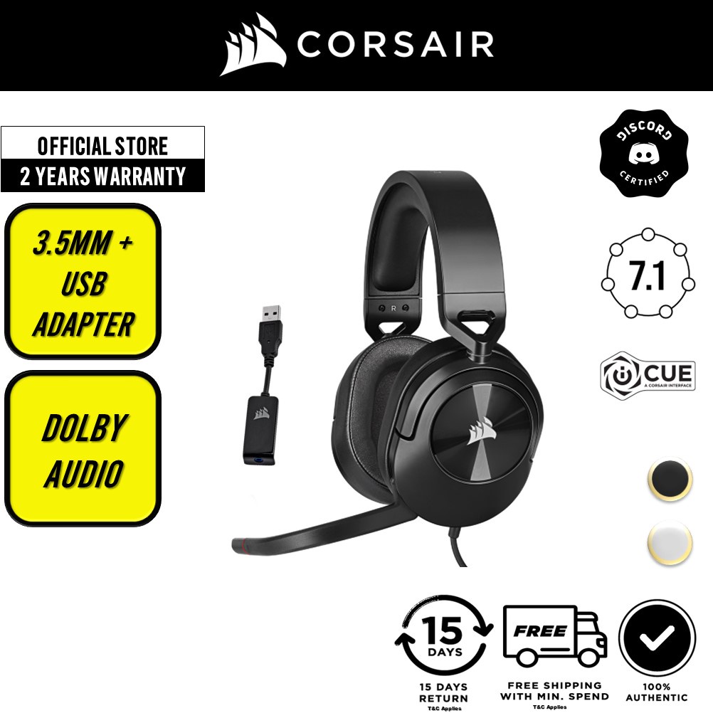 Corsair HS55 Stereo 3.5mm Wired Gaming Headset Immersive Audio