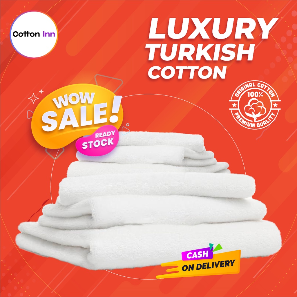 Cotton Inn Super Luxury Turkish Cotton White Bath Towel - 100