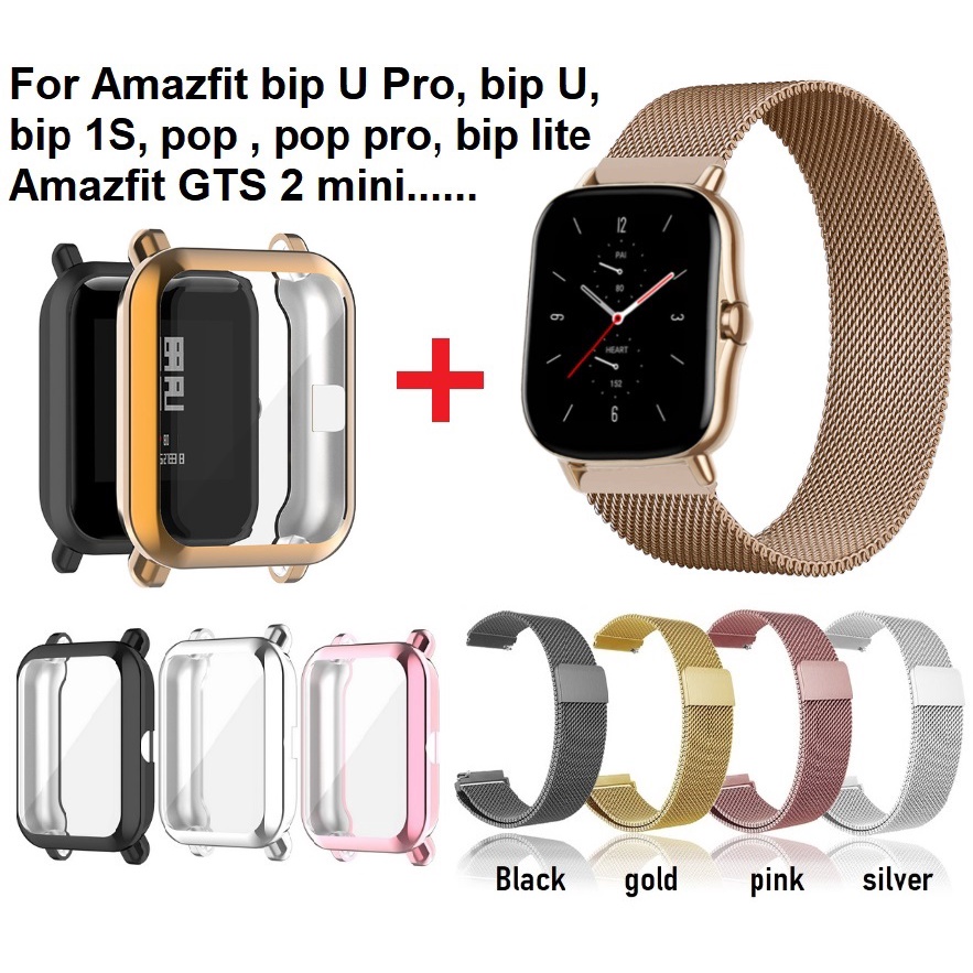Compatible for Amazfit Bip S Band, Stainless Steel Metal Replacement Straps  for Compatible for Amazfit Bip S/Amazfit Bip Lite/Amazfit Bip Smartwatch
