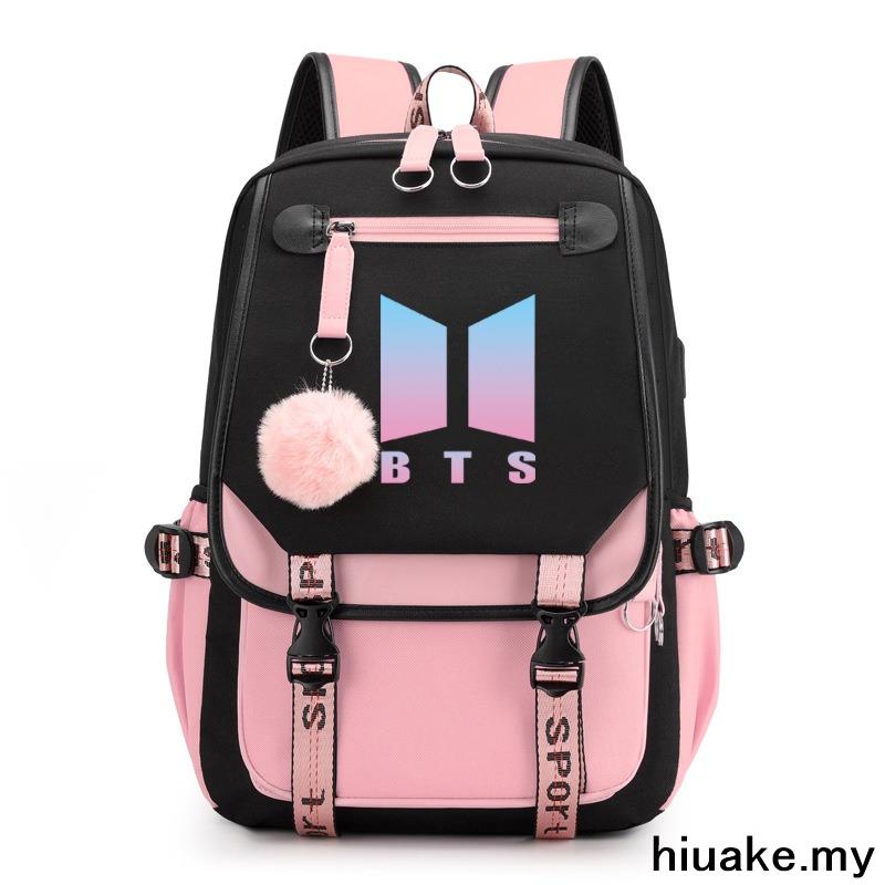 hiuake.my USB Charging BTS Backpack School Bags for Teenage Girls