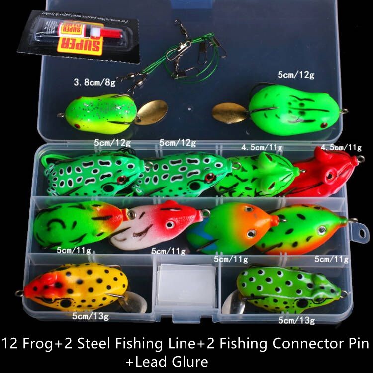 8g-13g Top water Fishing Soft Frog Lure set Soft silicone Fishing lure  tackle bait