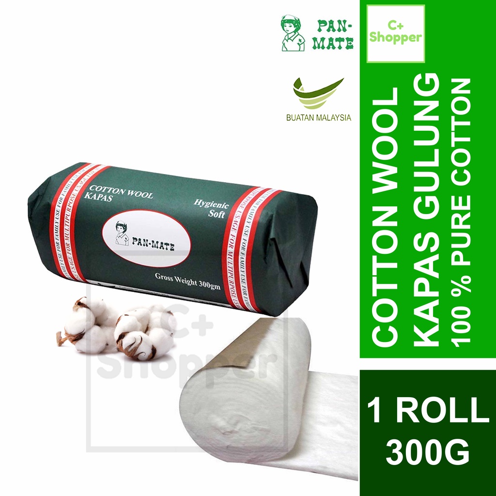 C+ Shopper 1 Roll Pan-Mate Cotton Wool 300G Kapas Gulung (100